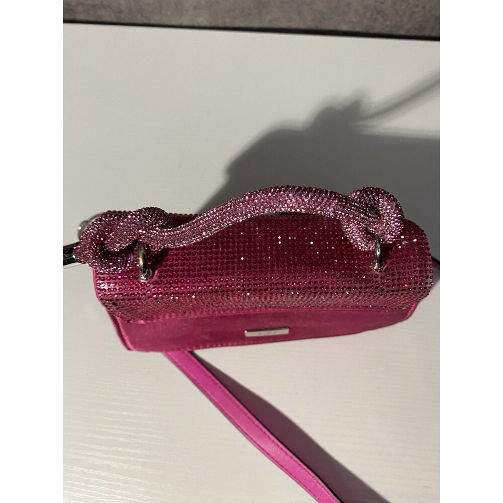 ALDO Hot Pink Rhinestone Handbag Mini Top Handle Bag With Chain Crossbody Strap - Picture 7 of 14